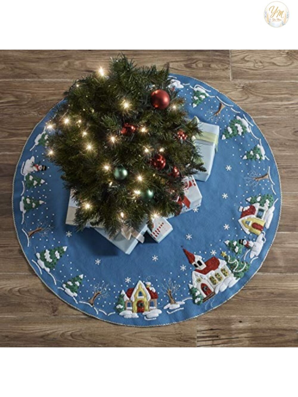 Bucilla Christmas Village Felt Applique Tree Skirt Kit 43"